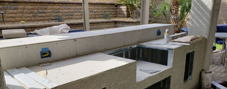 Outdoor patio going through renovation.